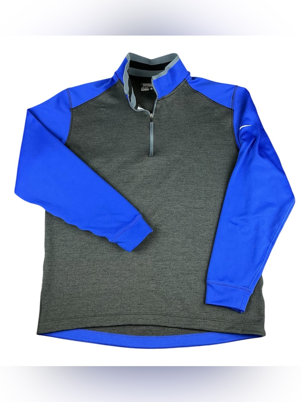 Nike Dri-FIT Pullover Mens Large Gray Blue 1/4 Zip Tour Performance Golf Top